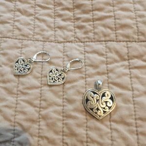 Heart pendant and earring set